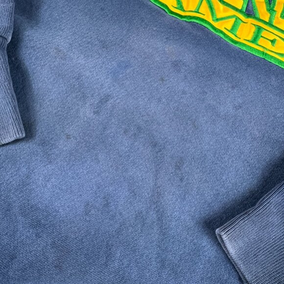VTG 90s Notre Dame Fightin Irish Sweatshirt Extra Large Blue Thrashed Crewneck - Picture 2 of 16